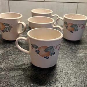 Set of 5 Corning Abundance Floral Ceramic Mug Set - Cream